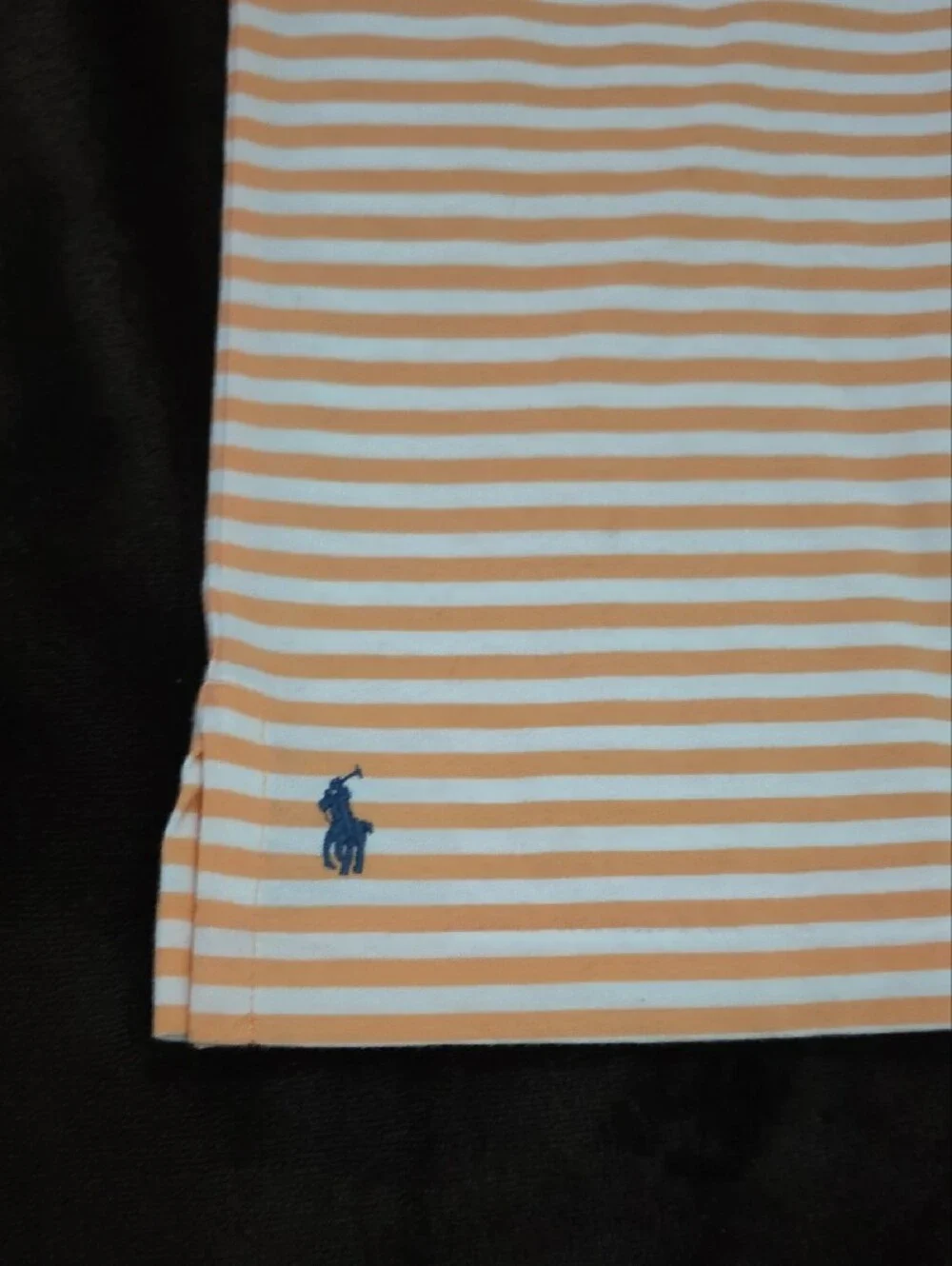 Ralph Lauren Peach and White Striped Polo Shirt